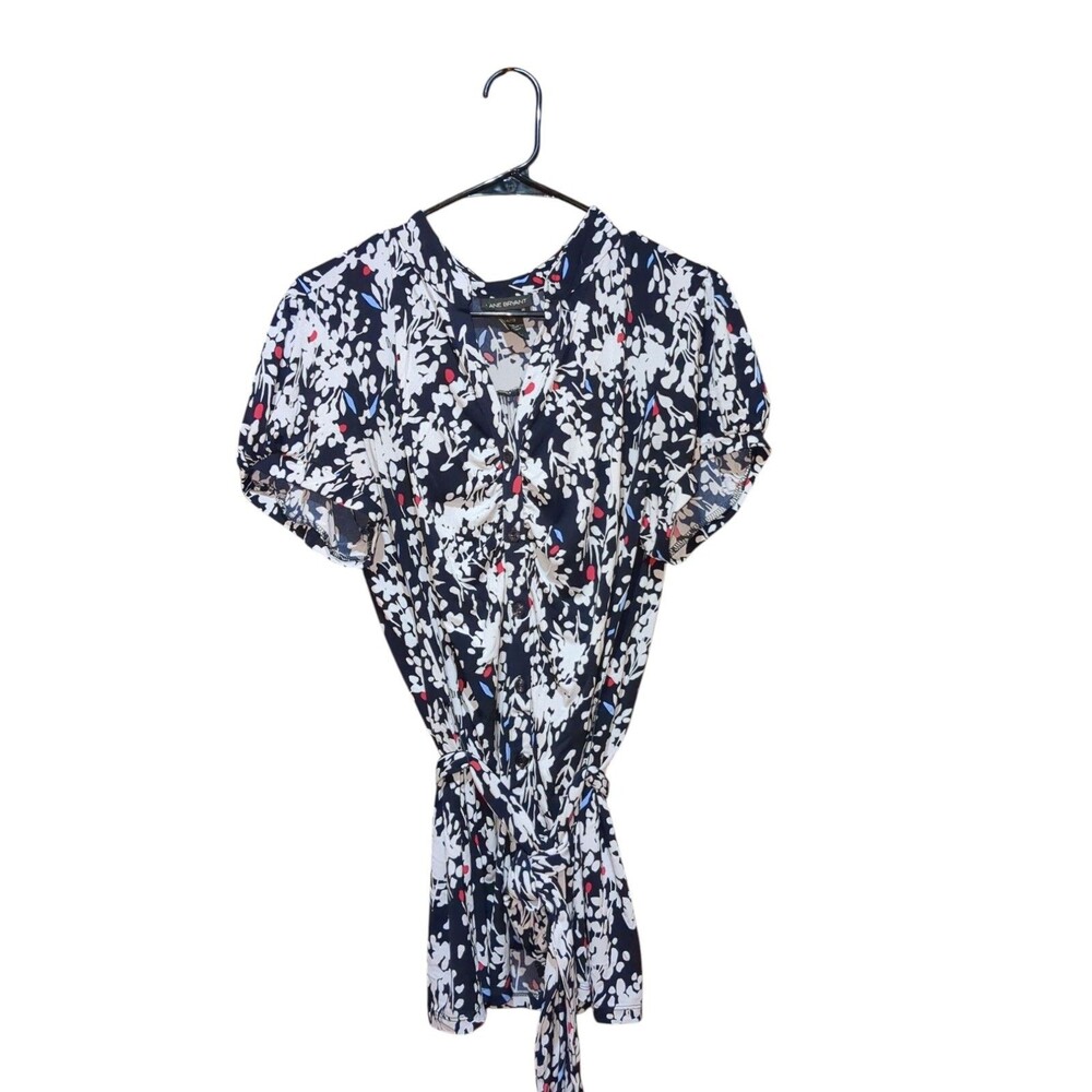 Lane Bryant Floral Print Shirt Top Blouse Black 14 /16